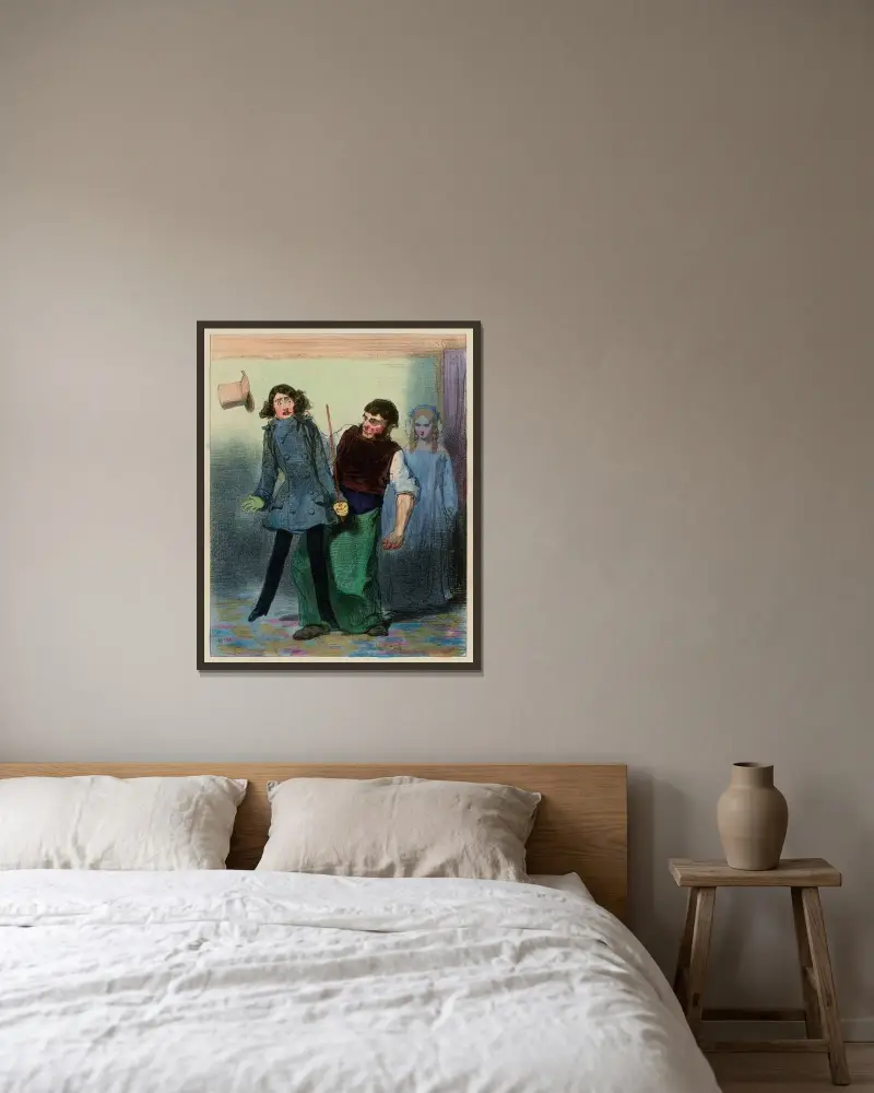 Der Vater der Lorette von Paul Gavarni gerahmt an einer Wand