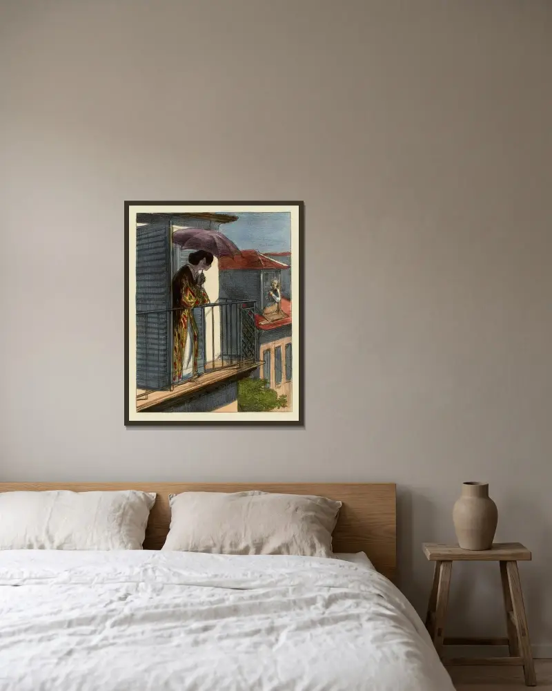 Die Stunde des Hirten von Paul Gavarni gerahmt an einer Wand