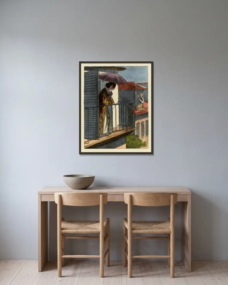 Die Stunde des Hirten von Paul Gavarni gerahmt an einer Wand