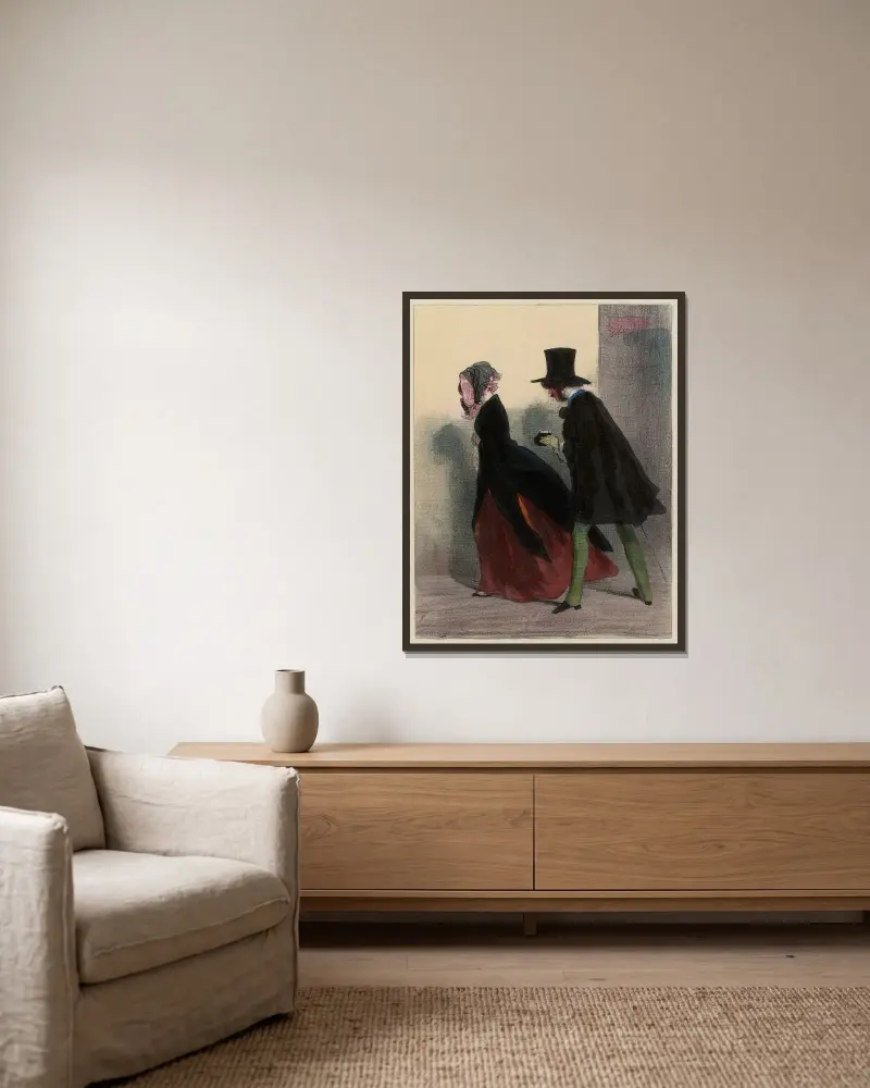 Madame. Madame. Un billet de bal, pour un baiser de vous, Paul Gavarni w ramie na ścianie
