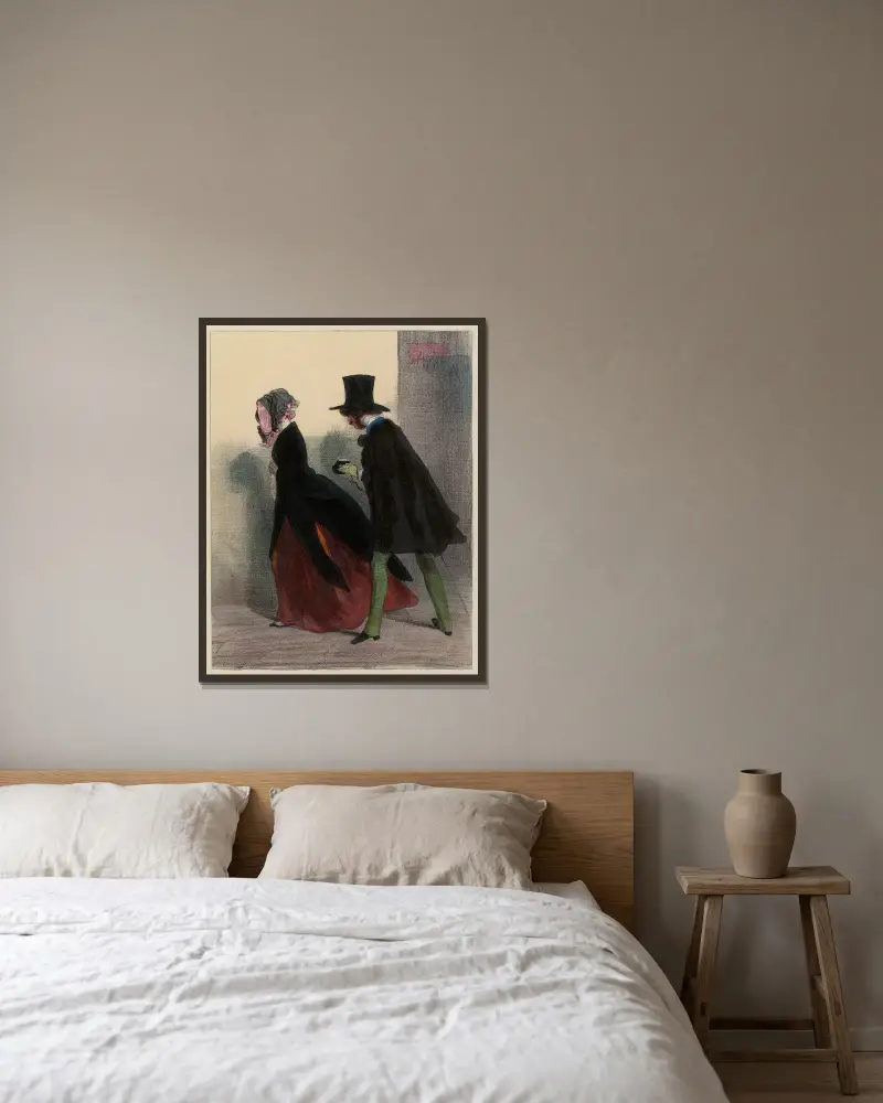 Madame. Madame. Un billet de bal, pour un baiser de vous, Paul Gavarni w ramie na ścianie