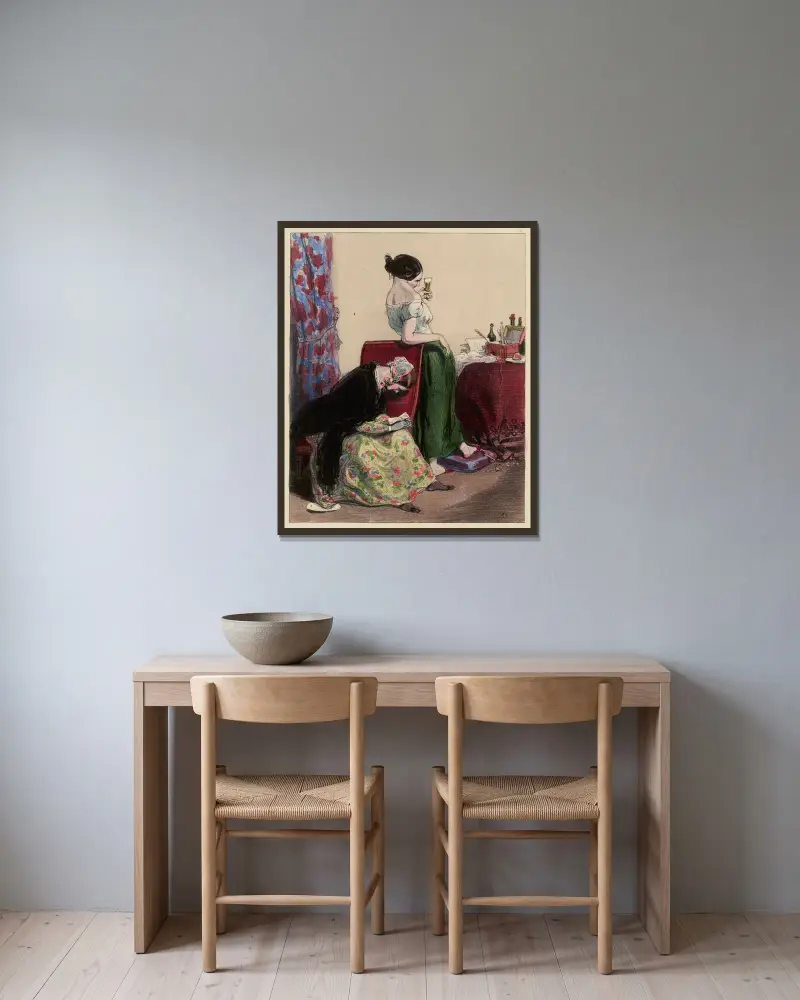 Min förmyndare hade velat att vi skulle tillbringa de sista sommardagarna i år på vår mark i Dauphiné av Paul Gavarni inramad på en vägg