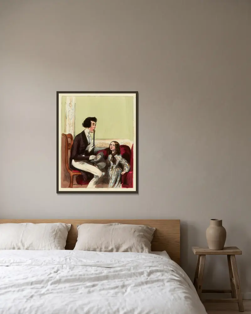Mein Herr, ist es nicht wahr, dass Ihre Haare nicht gefärbt sind? von Paul Gavarni gerahmt an einer Wand