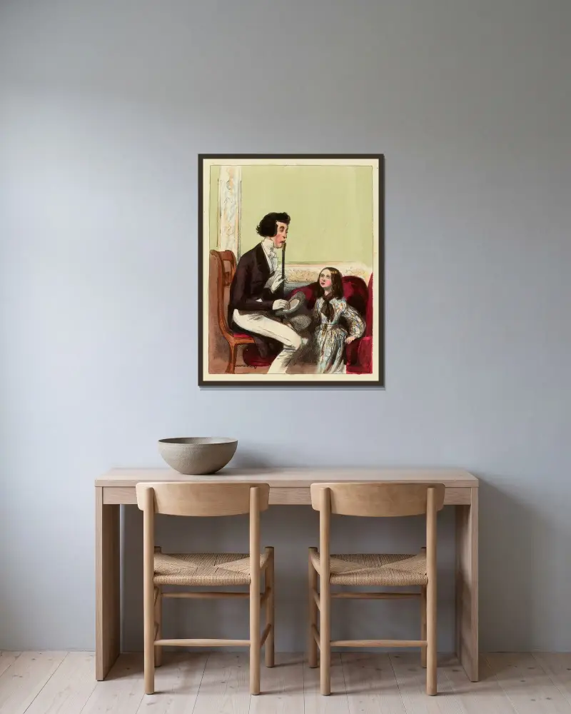 Mein Herr, ist es nicht wahr, dass Ihre Haare nicht gefärbt sind? von Paul Gavarni gerahmt an einer Wand
