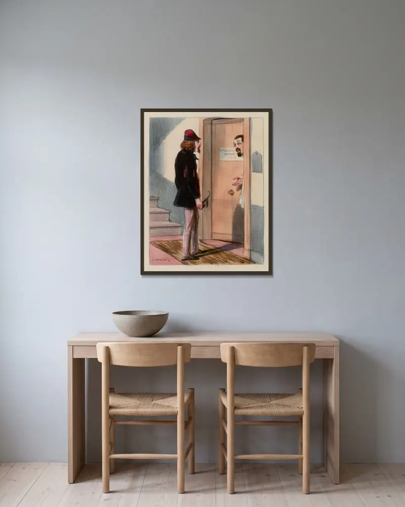 Non bis in idem Vas-t-en j’y suis av Paul Gavarni inramad på en vägg