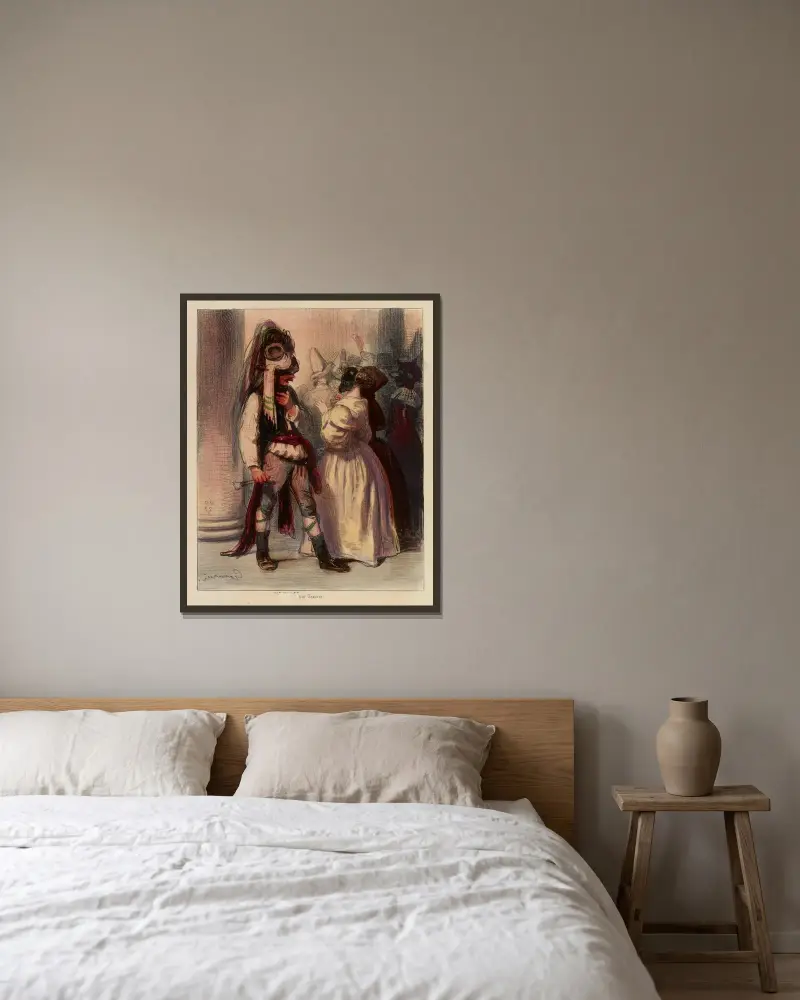 Arme Elvire, fortgerissen von den Wogen des Musard-Balls, wo du Don Juan suchtest, findest du Chicandard von Paul Gavarni gerahmt an einer Wand