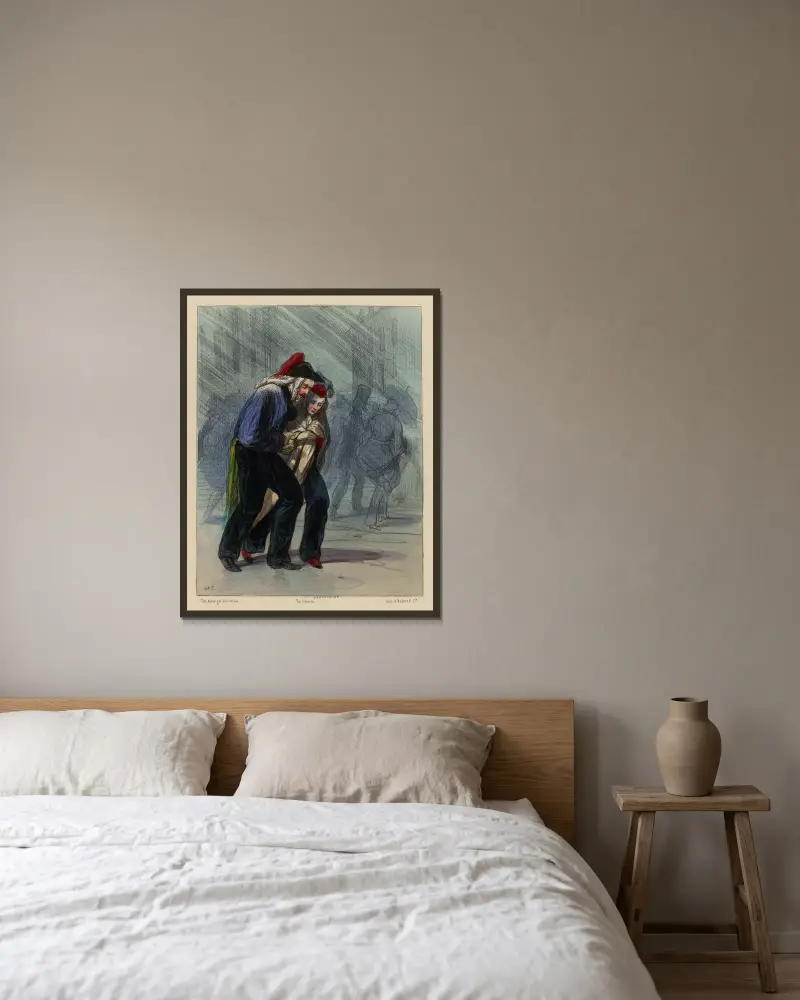 P’us que ça de bouillon Merci von Paul Gavarni gerahmt an einer Wand