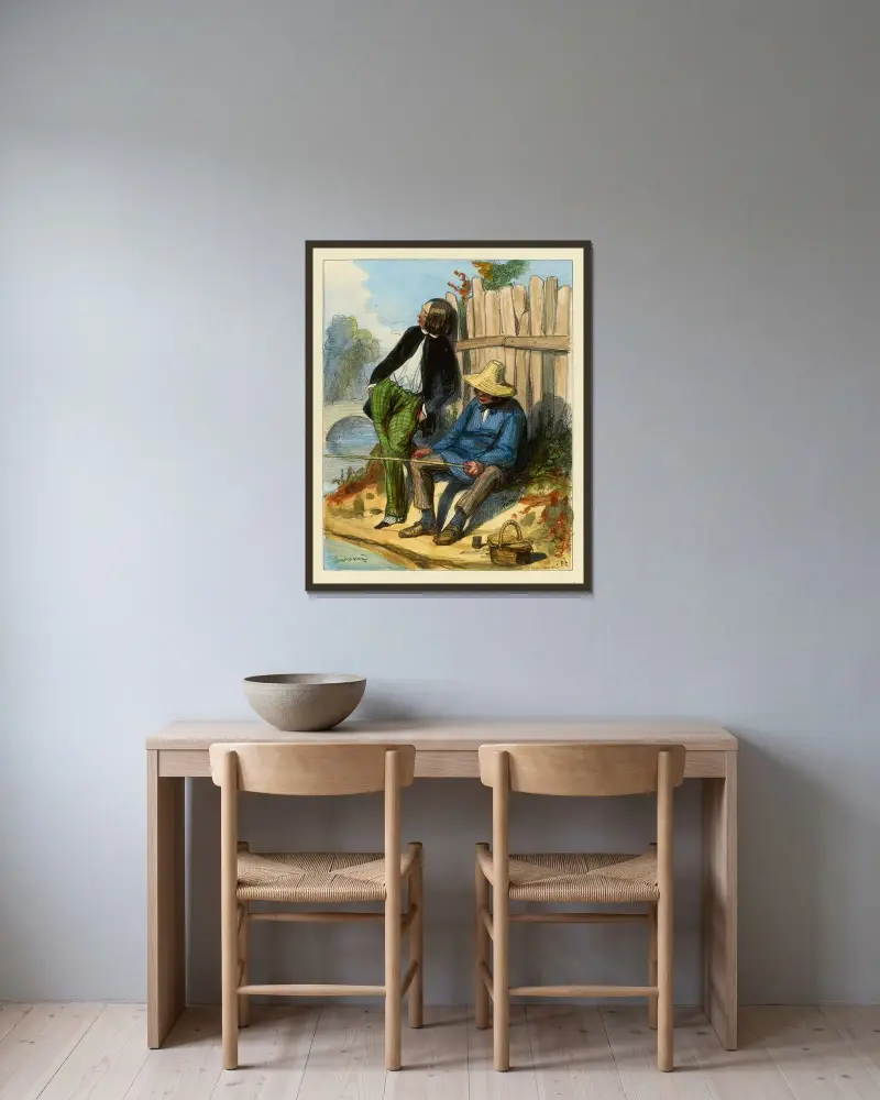Was zum Teufel, mein Neffe, es ist gut, ehrgeizig zu sein, aber man kann nicht immer so auf dem Land arbeiten, man ... von Paul Gavarni gerahmt an einer Wand