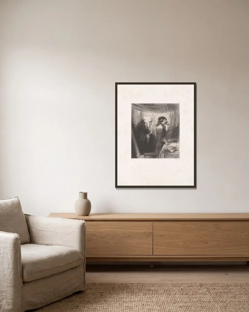 Satan von Paul Gavarni gerahmt an einer Wand