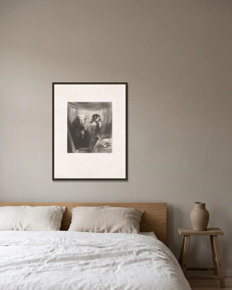 Satan von Paul Gavarni gerahmt an einer Wand