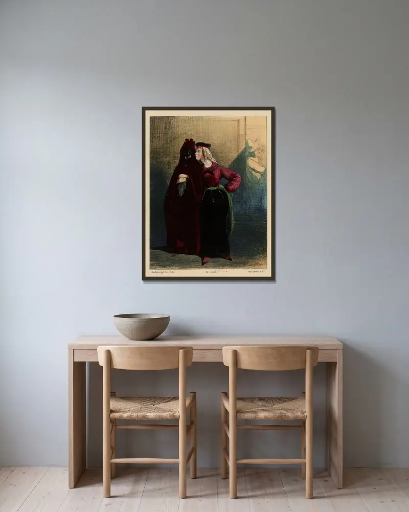 Din Alfred är en tiggare av Paul Gavarni inramad på en vägg