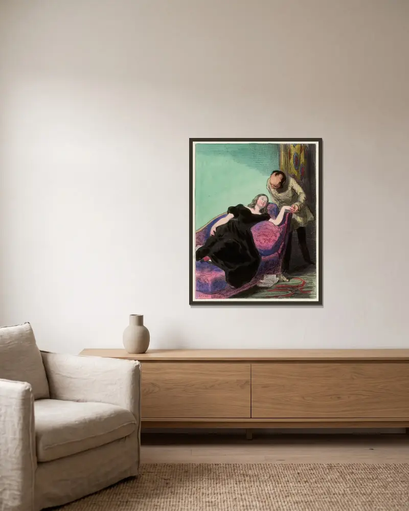 Toujours jolie von Paul Gavarni gerahmt an einer Wand