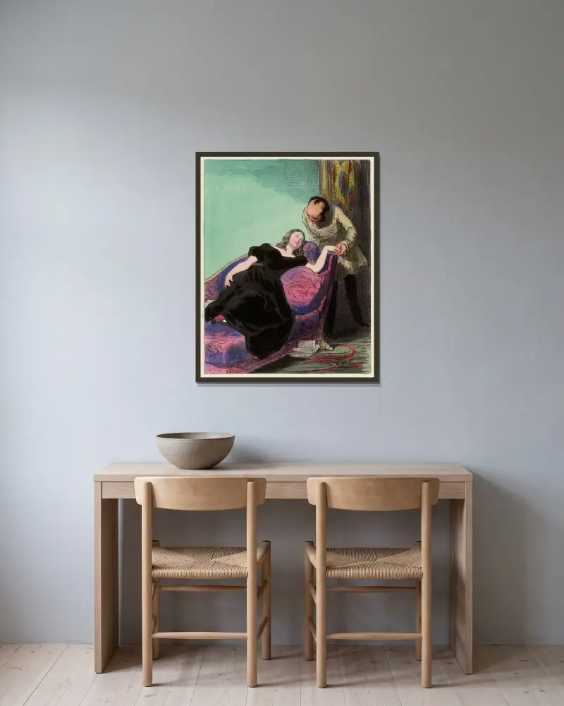 Toujours jolie von Paul Gavarni gerahmt an einer Wand