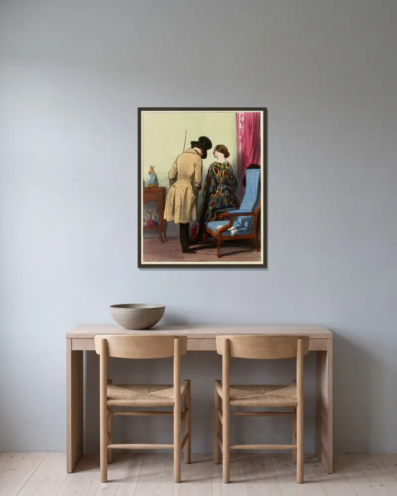 Du hast keinen Sou mehr von Paul Gavarni gerahmt an einer Wand