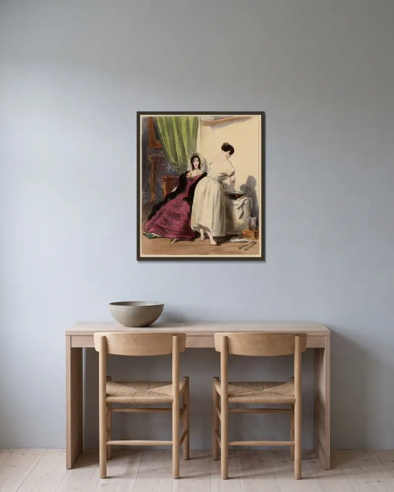 En liten man som såg så sentimental ut av Paul Gavarni inramad på en vägg