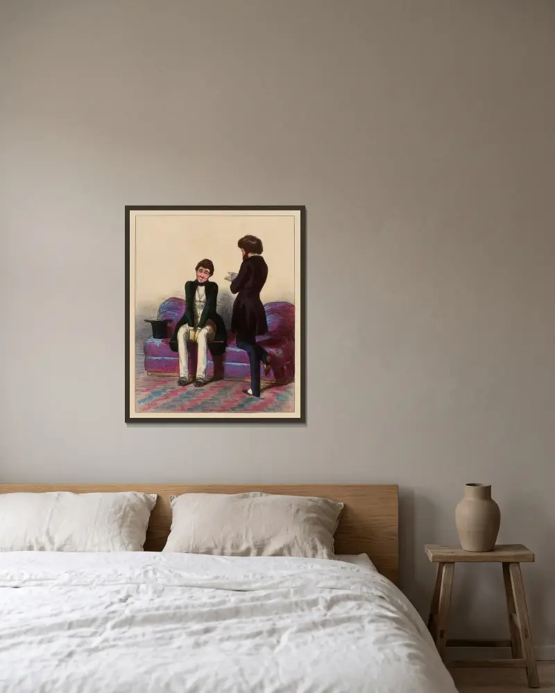 Une enfant une enfant, Mosieu, dont je me croyais, avant hier encore, le premier et le seul amour Si vous avez été av Paul Gavarni inramad på en vägg