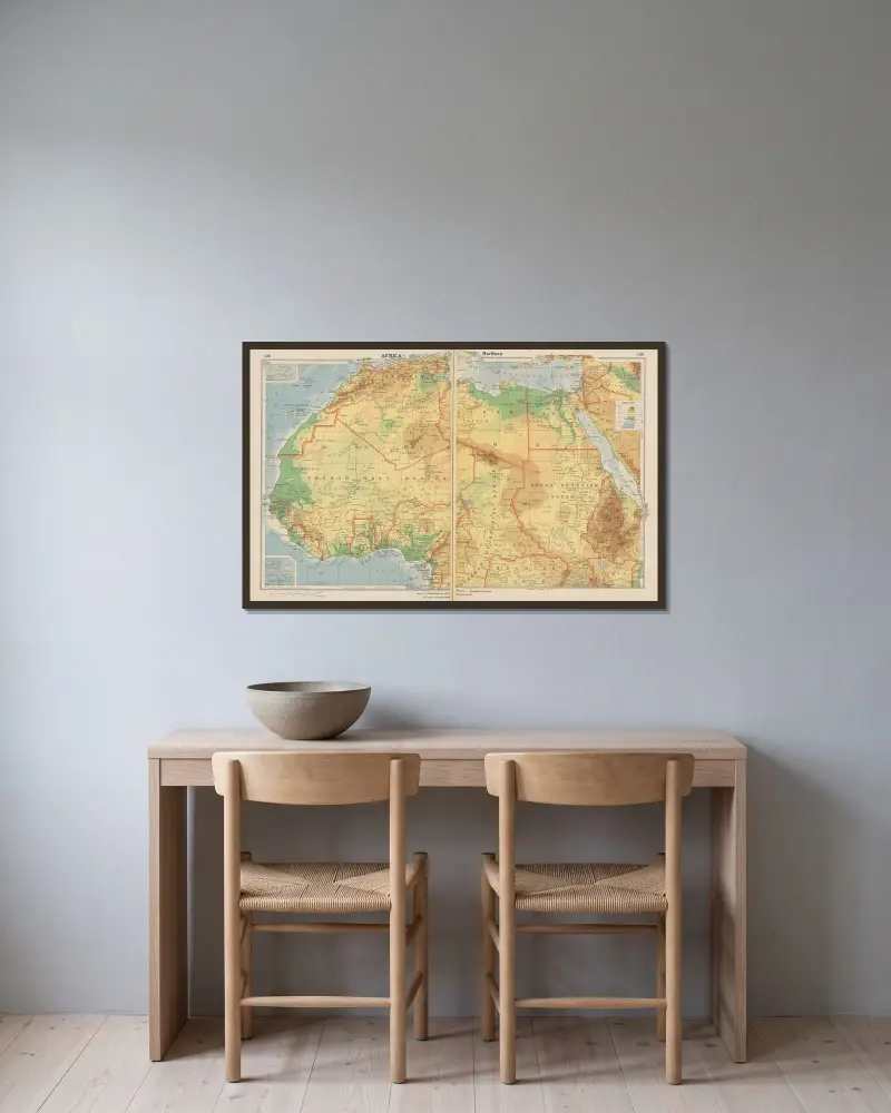 Afrika – Norra av John Paul Goode inramad på en vägg