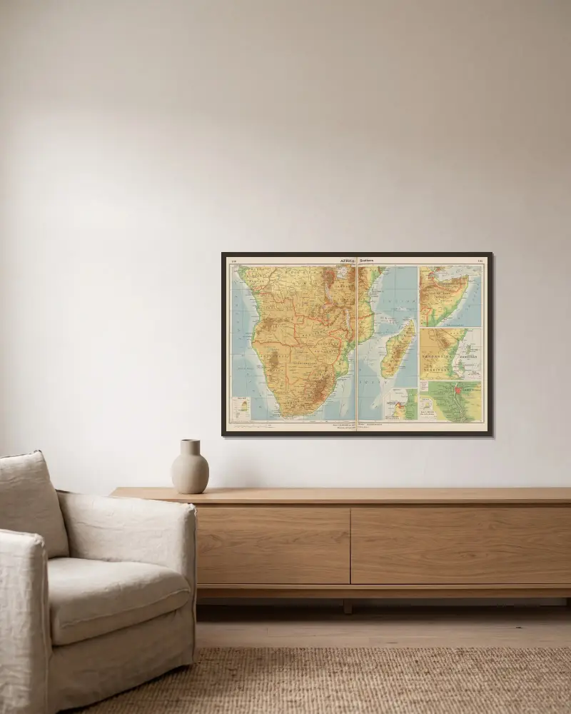 Südliches Afrika von John Paul Goode gerahmt an einer Wand