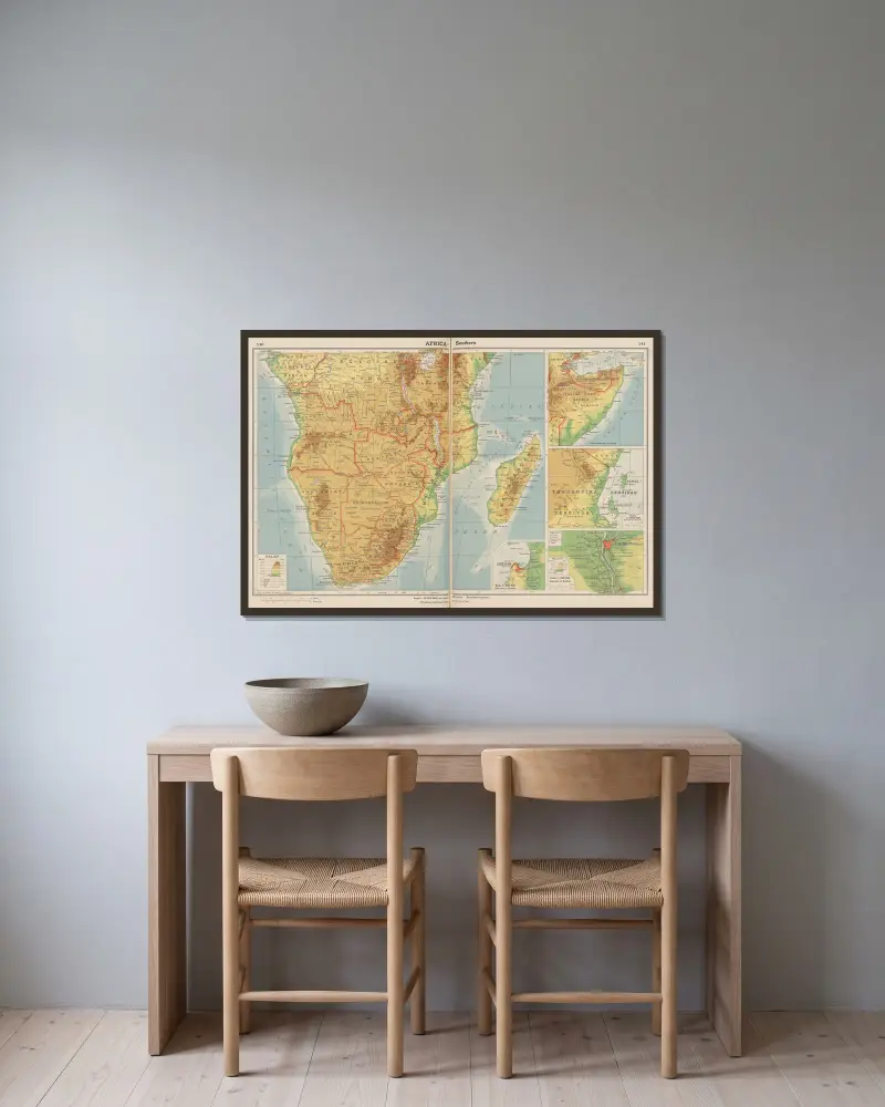 Südliches Afrika von John Paul Goode gerahmt an einer Wand