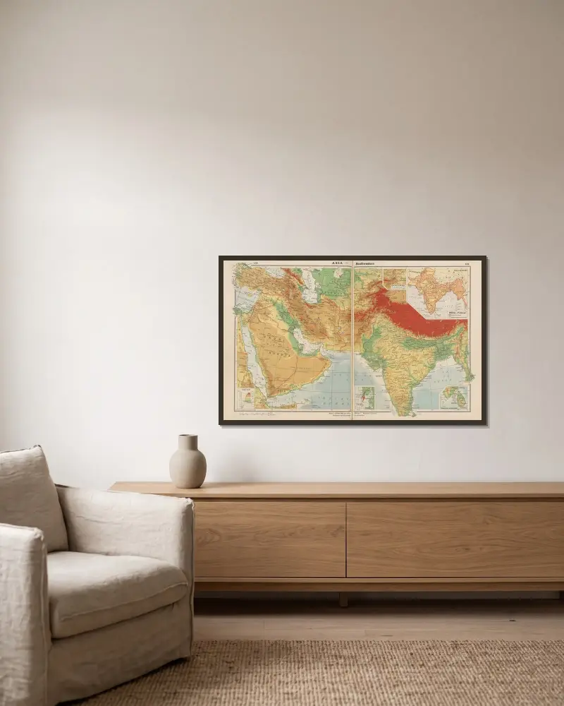 Asia—Southwestern av John Paul Goode inramad på en vägg