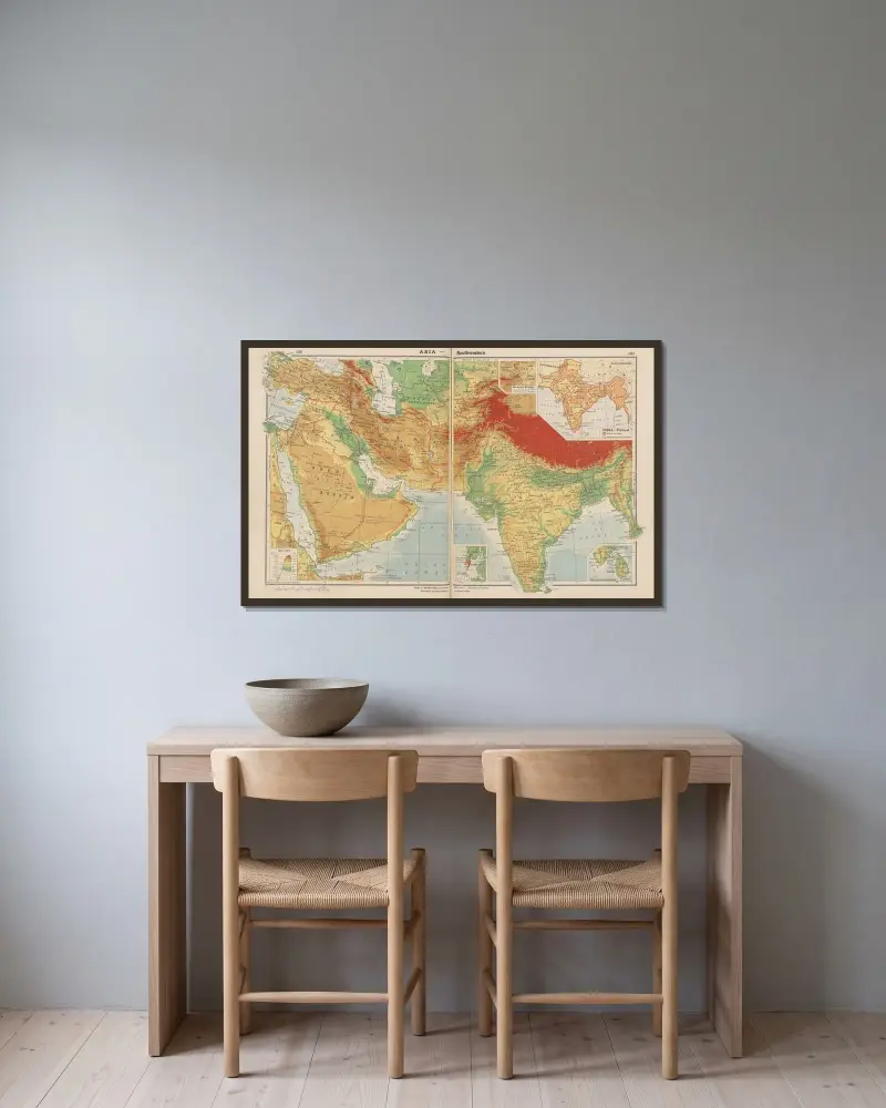 Asia—Southwestern av John Paul Goode inramad på en vägg
