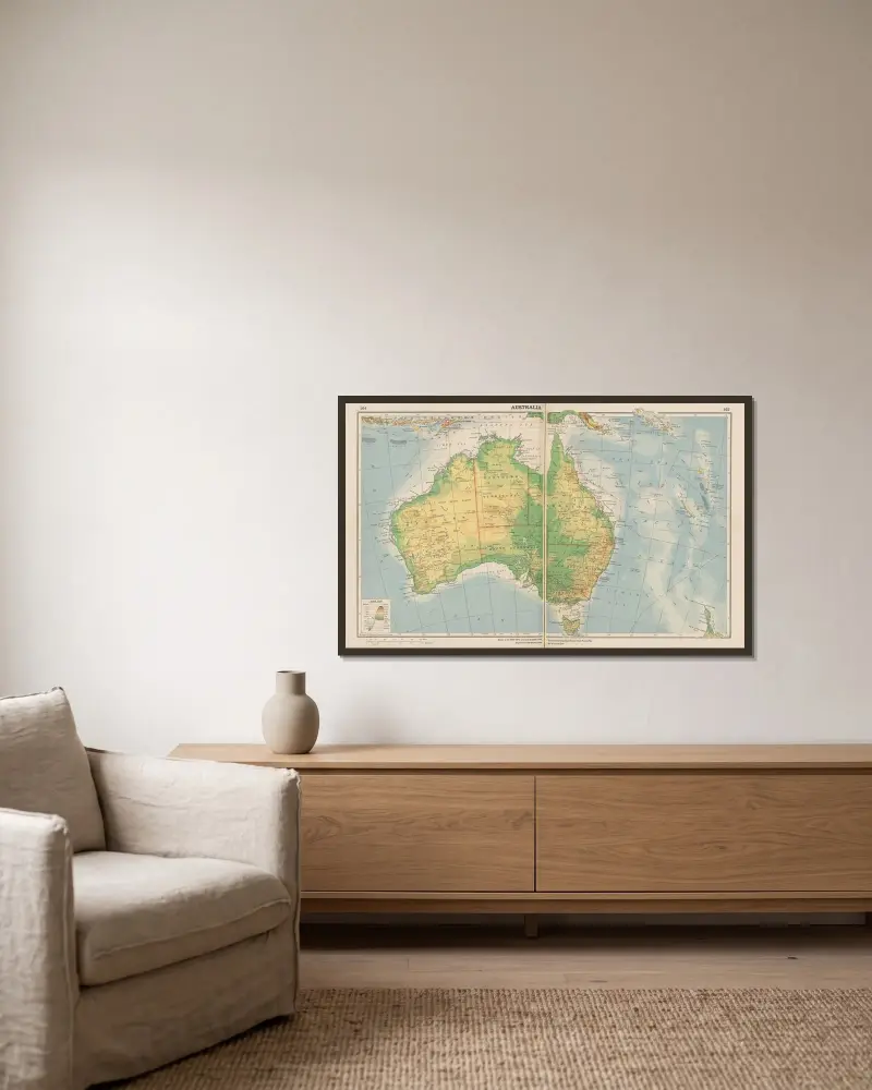Australia av John Paul Goode inramad på en vägg
