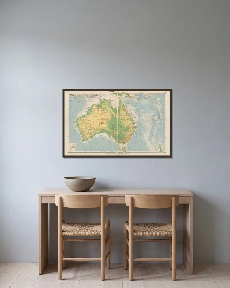 Australia av John Paul Goode inramad på en vägg