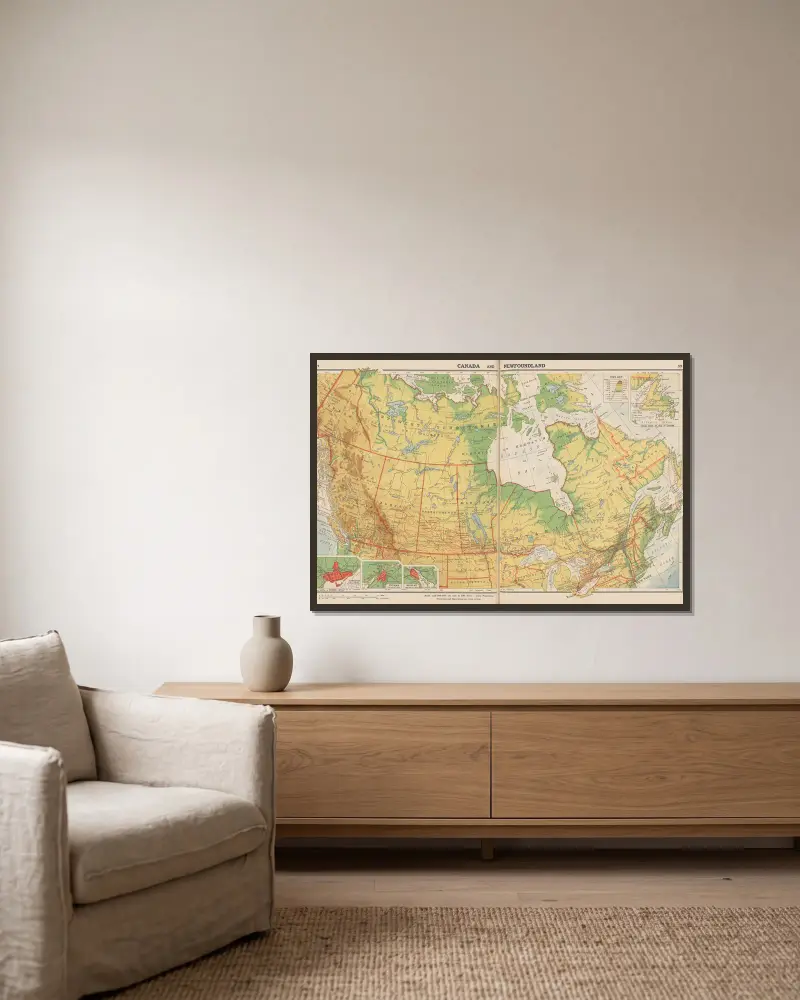 Kanada und Neufundland von John Paul Goode gerahmt an einer Wand