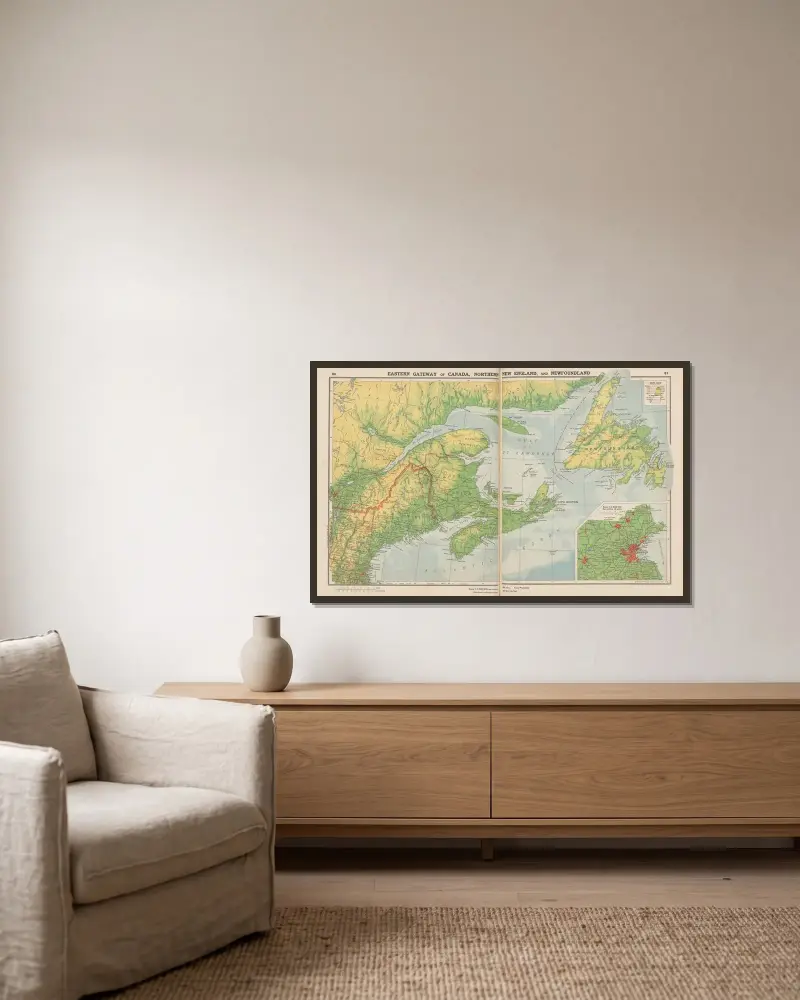 Östliches Tor Kanadas, das nördliche Neuengland und Neufundland von John Paul Goode gerahmt an einer Wand