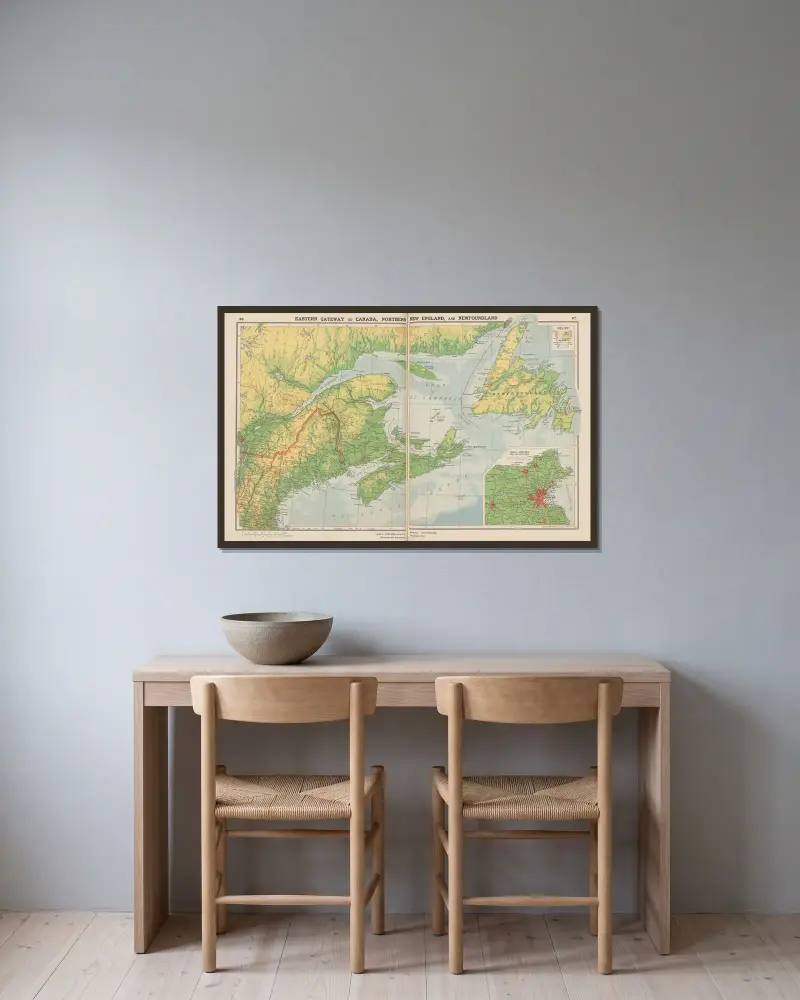 Östliches Tor Kanadas, das nördliche Neuengland und Neufundland von John Paul Goode gerahmt an einer Wand
