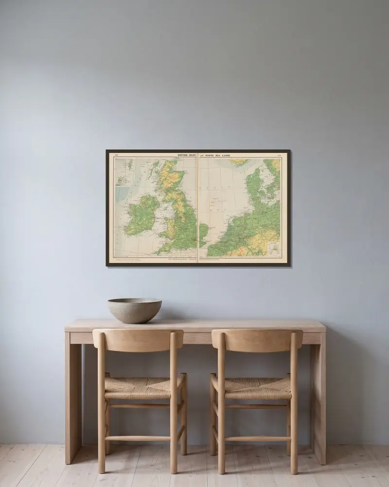 Europa – Britische Inseln und Nordseeländer von John Paul Goode gerahmt an einer Wand