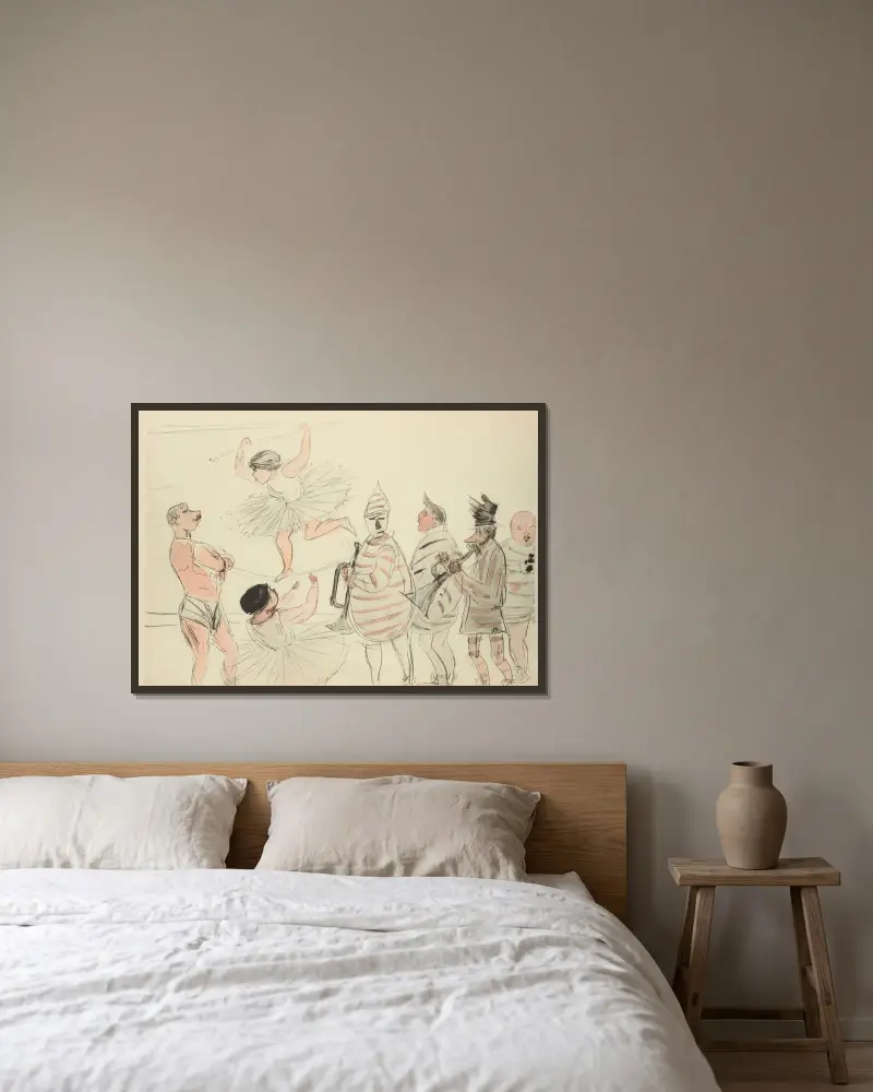 Caricature d’un mur à Pontoise, caricature de famille av Paul Goute inramad på en vägg