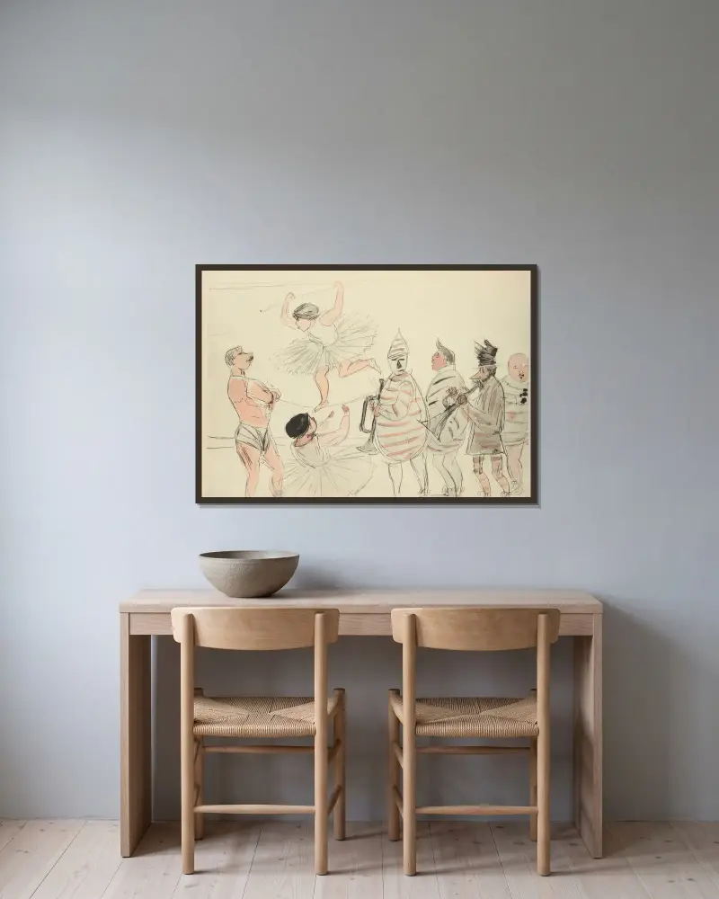 Caricature d’un mur à Pontoise, caricature de famille av Paul Goute inramad på en vägg