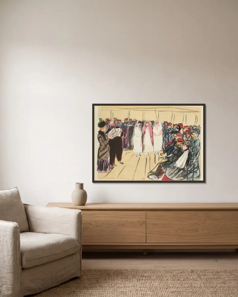 Konzert im Lazarett, April 1915 von Paul Goute gerahmt an einer Wand