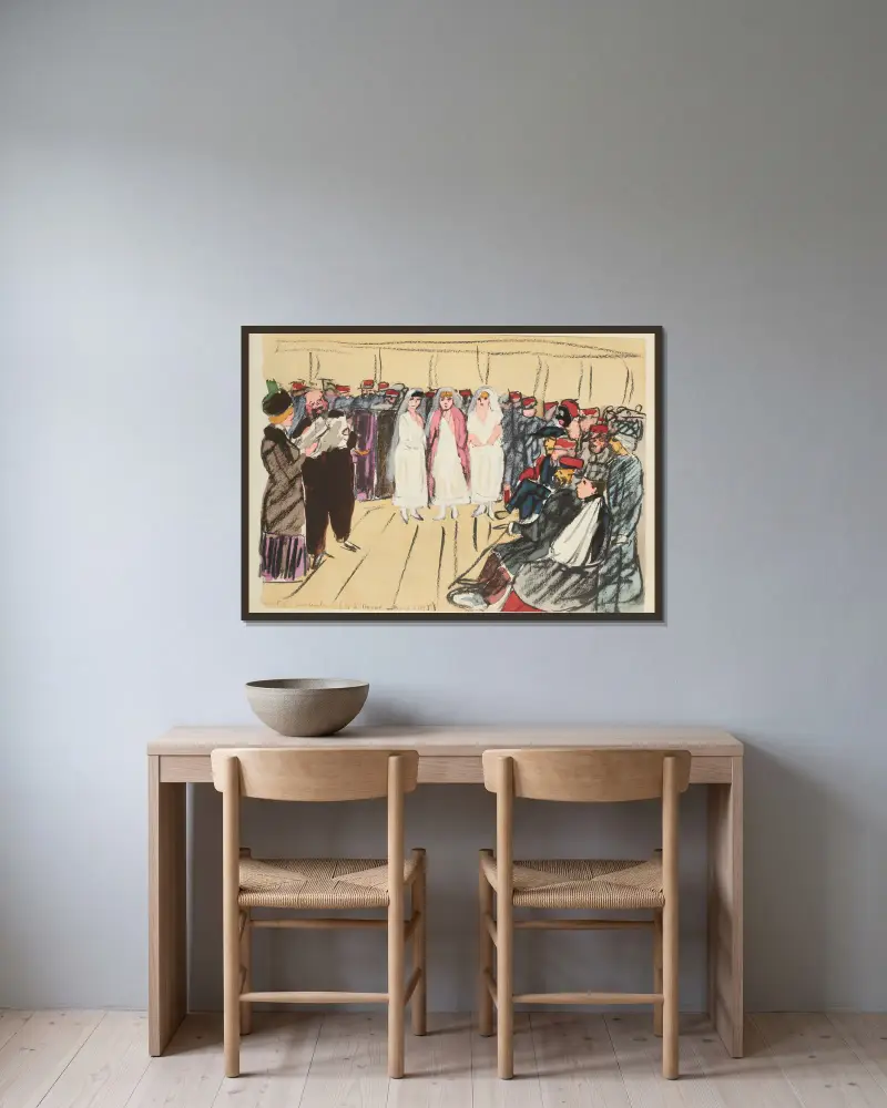 Konzert im Lazarett, April 1915 von Paul Goute gerahmt an einer Wand