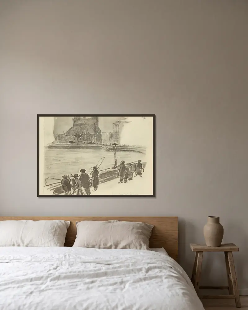 La crue de la Seine av Paul Goute inramad på en vägg