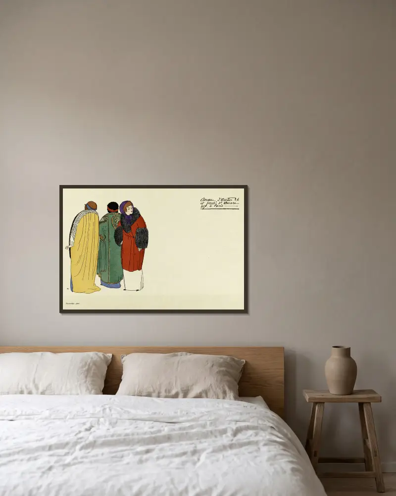 Carte publicitaire illustrée de la maison Poiret, 1908 – nr 3 av Paul Iribe inramad på en vägg