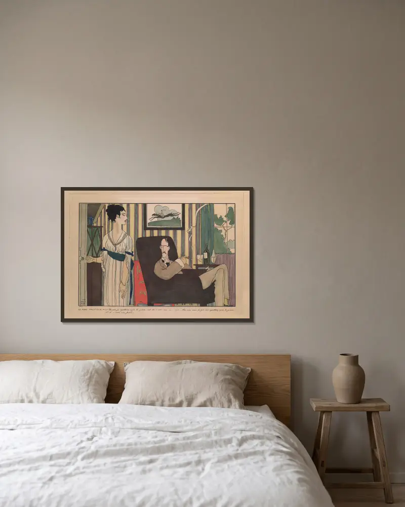 Der friedliche Ehemann von Paul Iribe gerahmt an einer Wand