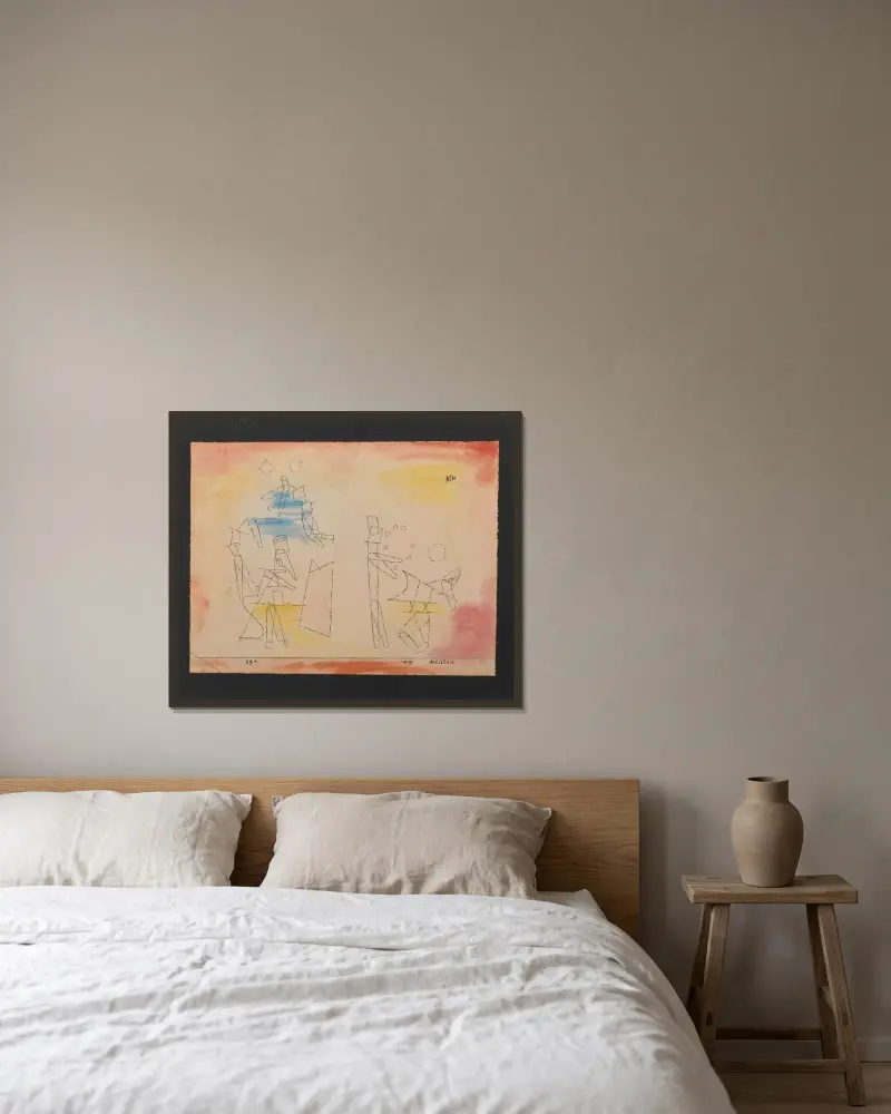 Akrobaten von Paul Klee gerahmt an einer Wand