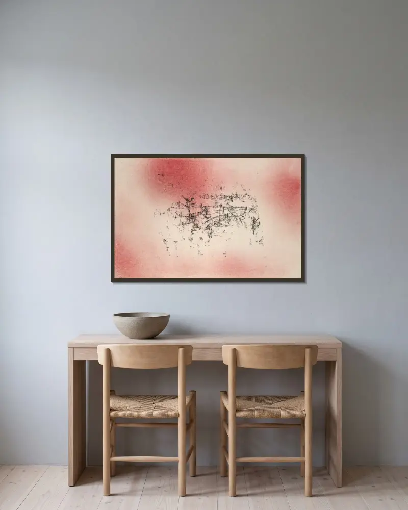 Vögellandschaft von Paul Klee gerahmt an einer Wand