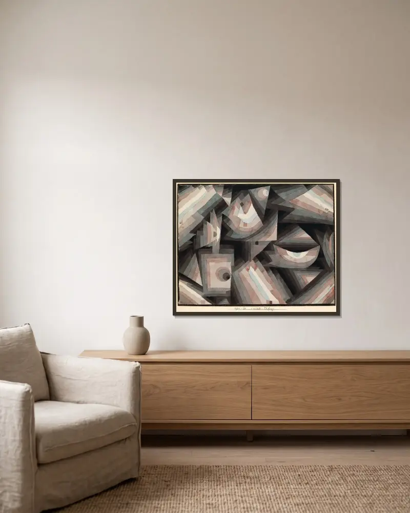 Kristallgradation von Paul Klee gerahmt an einer Wand