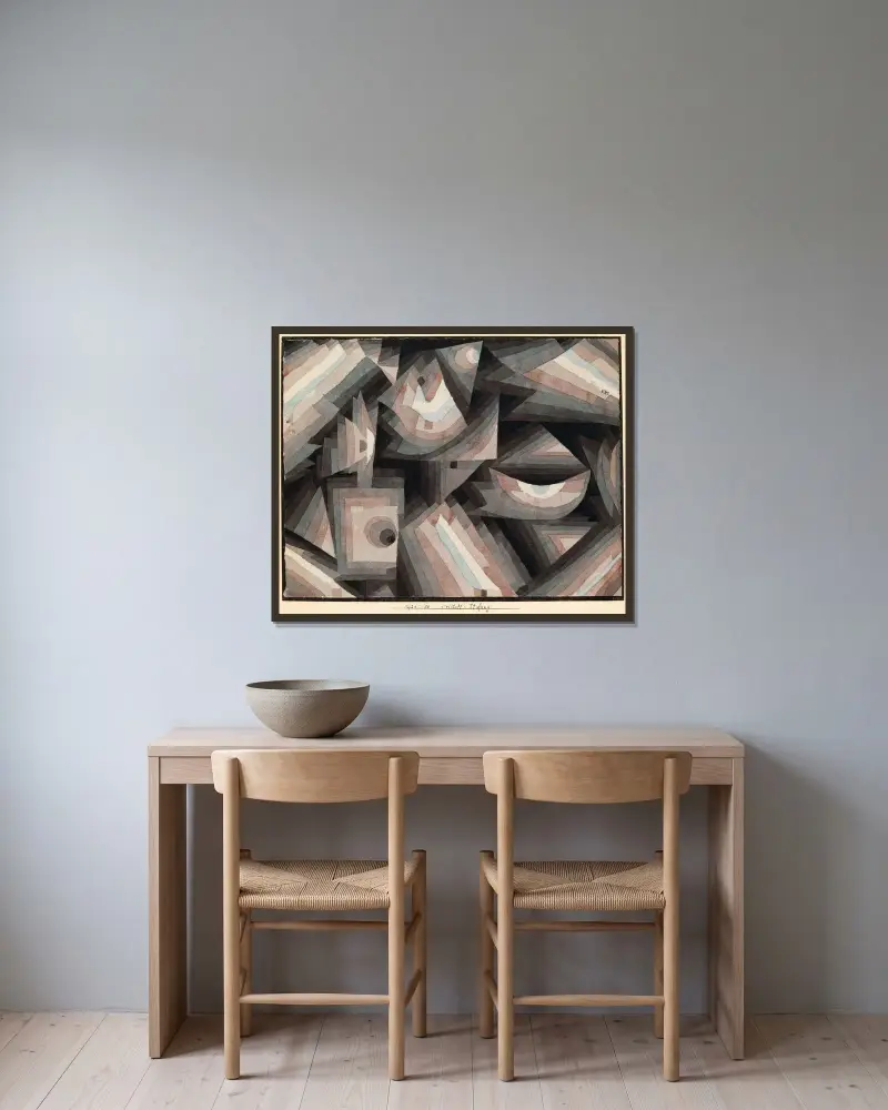 Kristallgradation von Paul Klee gerahmt an einer Wand