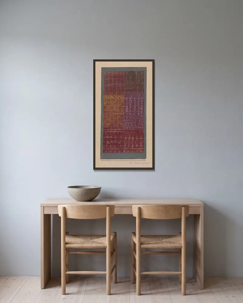 Vorhang von Paul Klee gerahmt an einer Wand