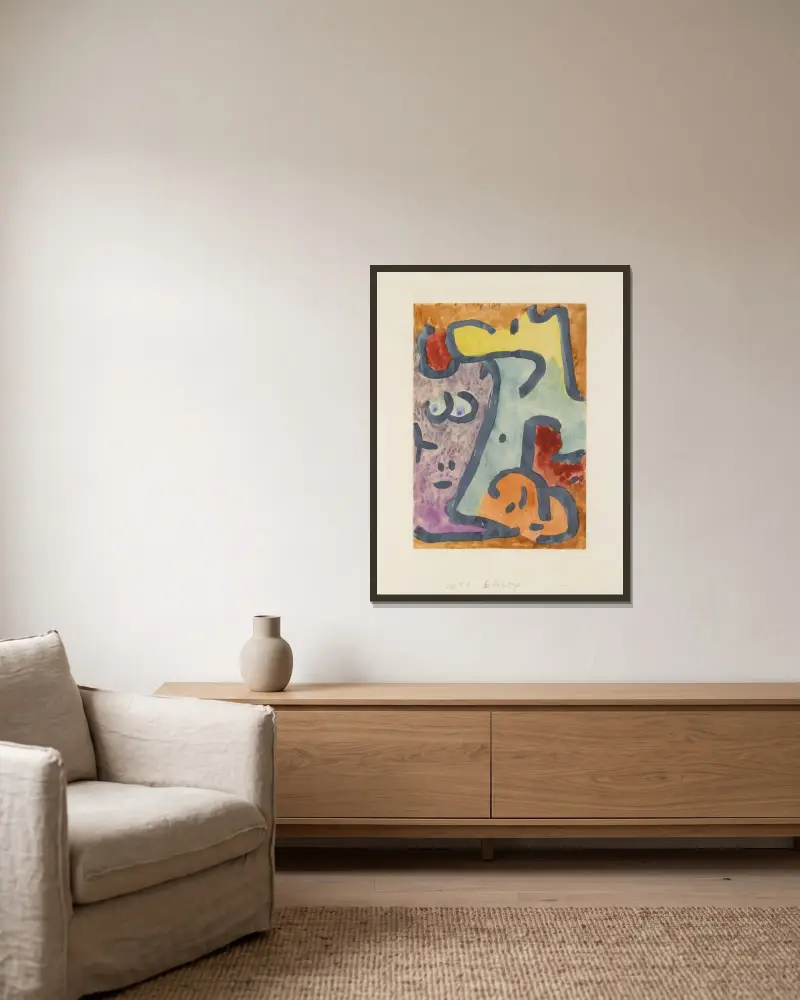Die Schattige von Paul Klee gerahmt an einer Wand