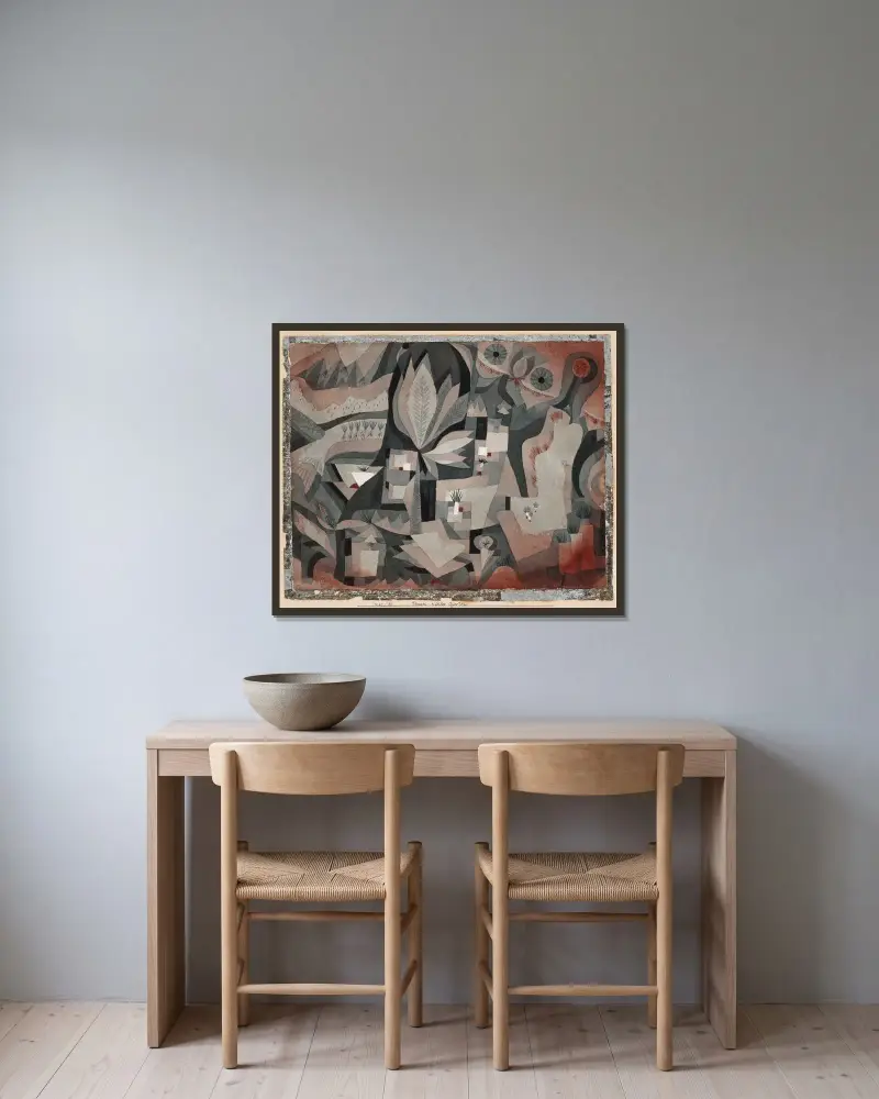 Suchá chladná zahrada, Paul Klee v rámu na stěně