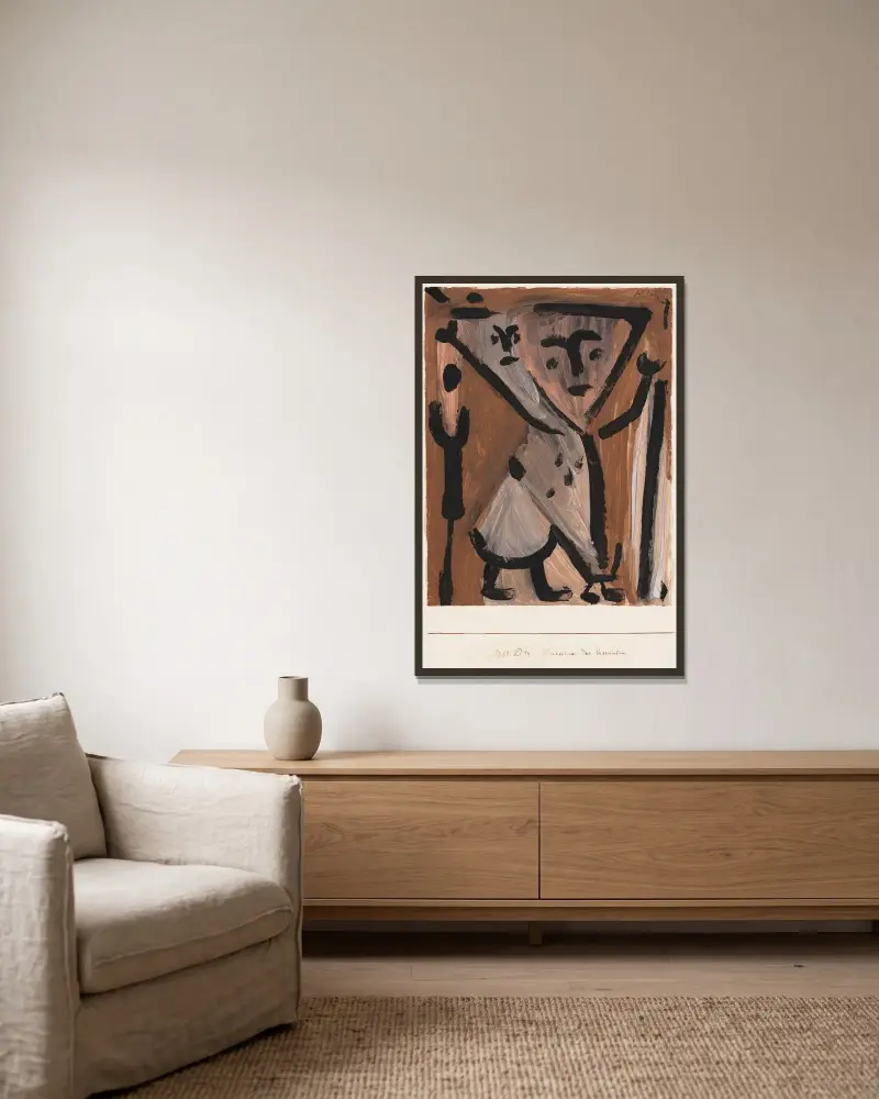 Duettino der Passanten av Paul Klee inramad på en vägg