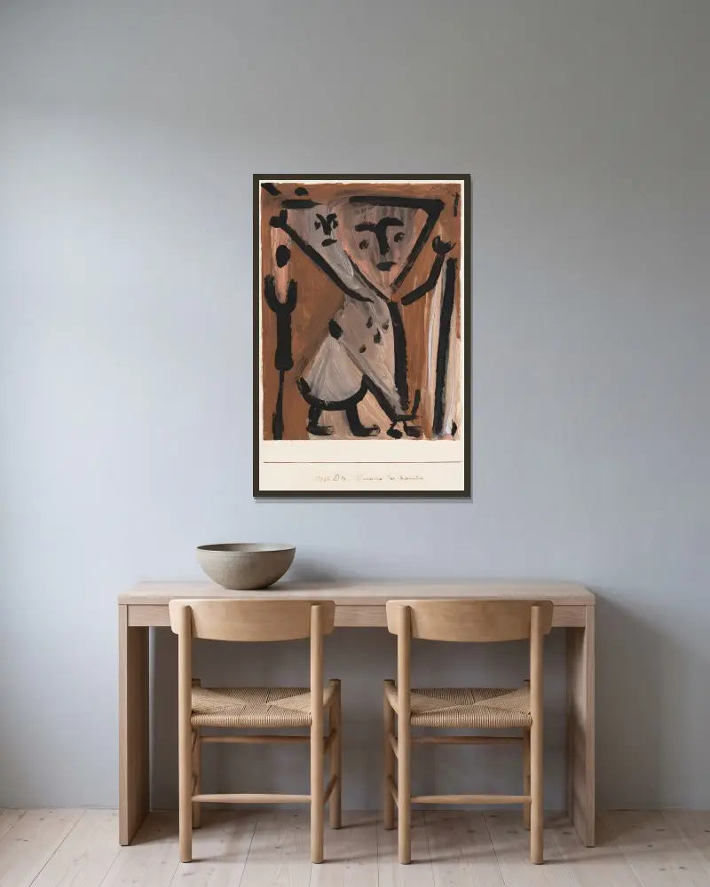 Duettino der Passanten av Paul Klee inramad på en vägg