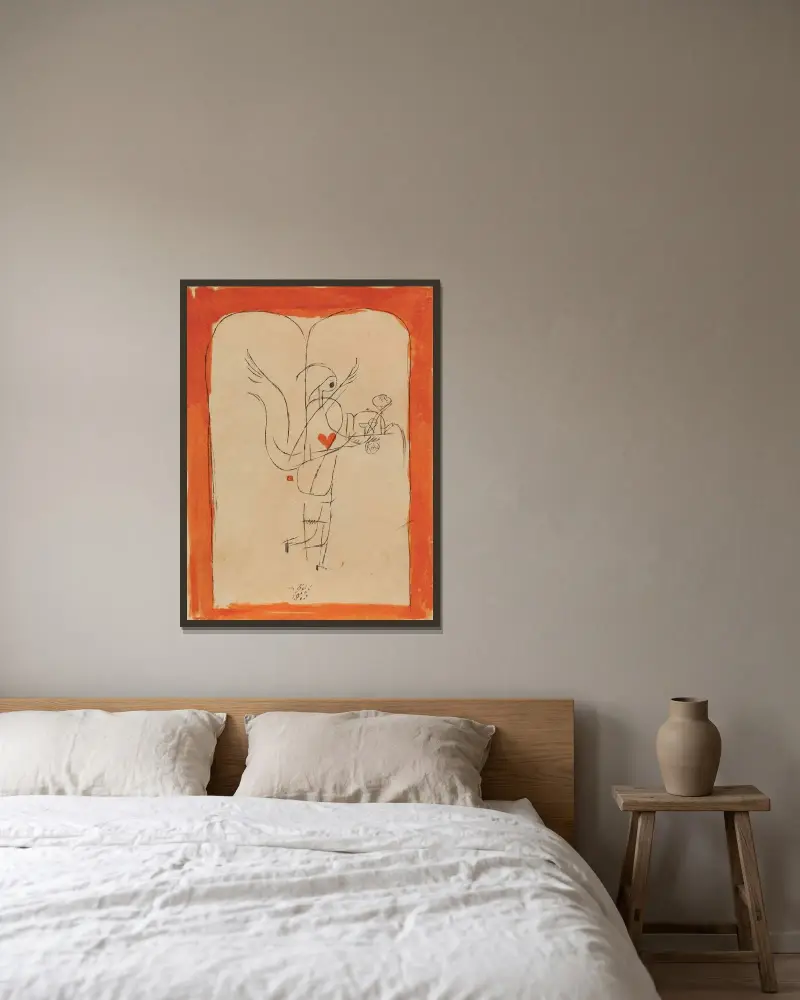 Ein Genius serviert ein kleines Frühstück av Paul Klee inramad på en vägg