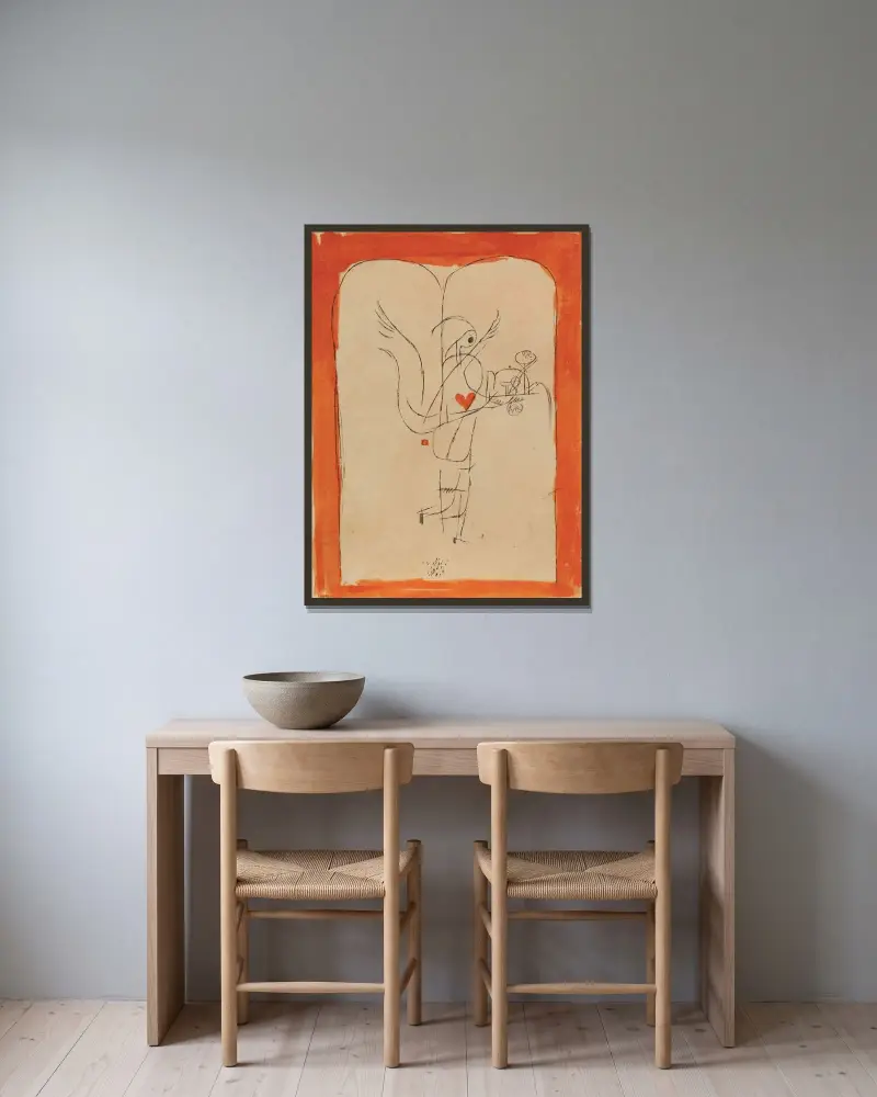 Ein Genius serviert ein kleines Frühstück av Paul Klee inramad på en vägg