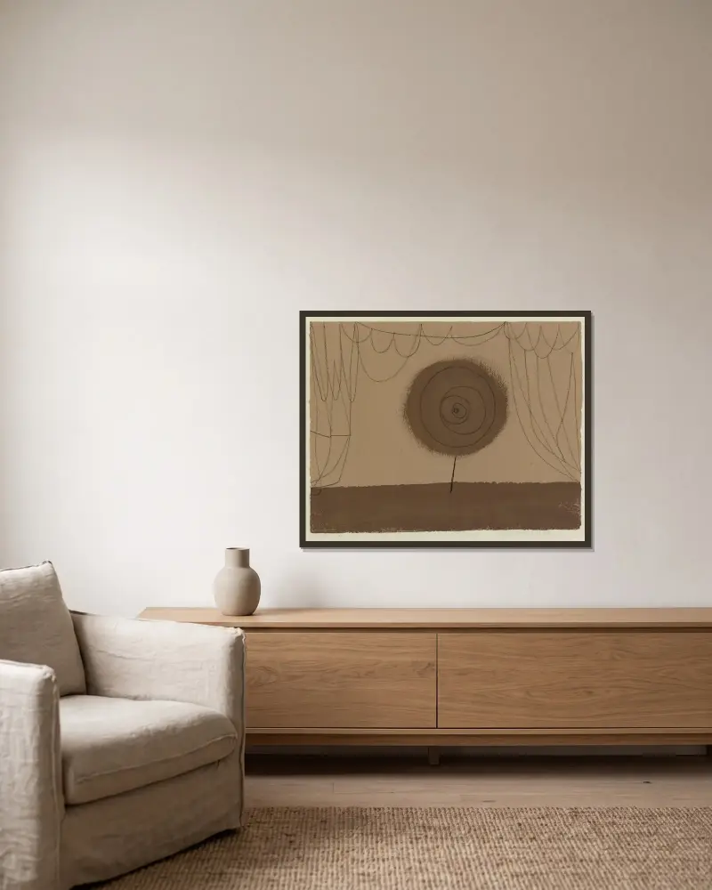 Eine Blume tritt auf von Paul Klee gerahmt an einer Wand